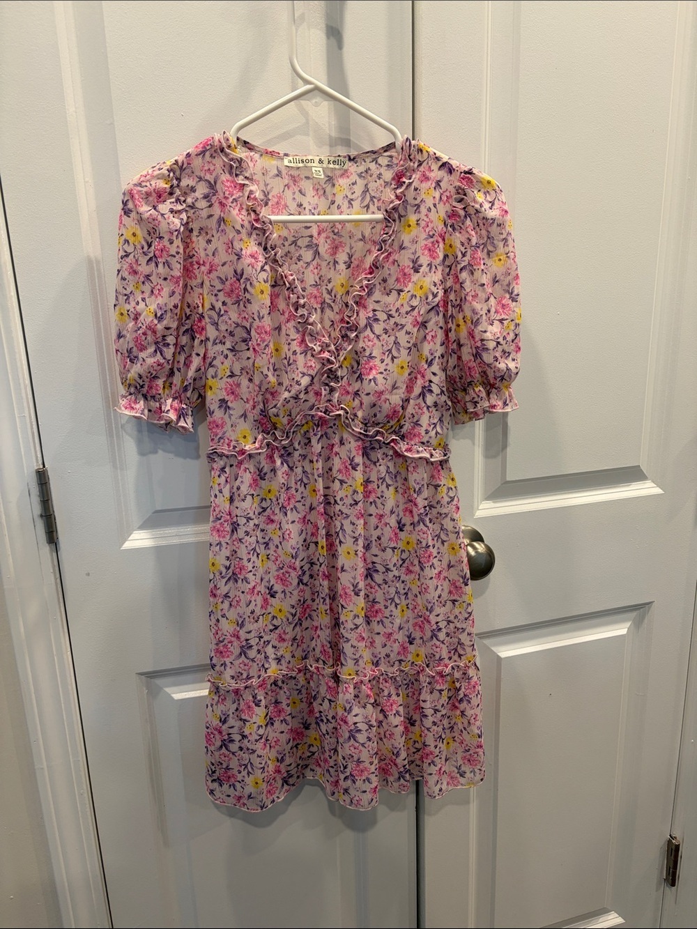 Allison & Kelly Floral Ruffle V-Neck Dress - Picture 2 of 8